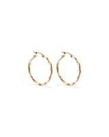 28mm Square Twist Hoop Earrings in 10kt Yellow Gold