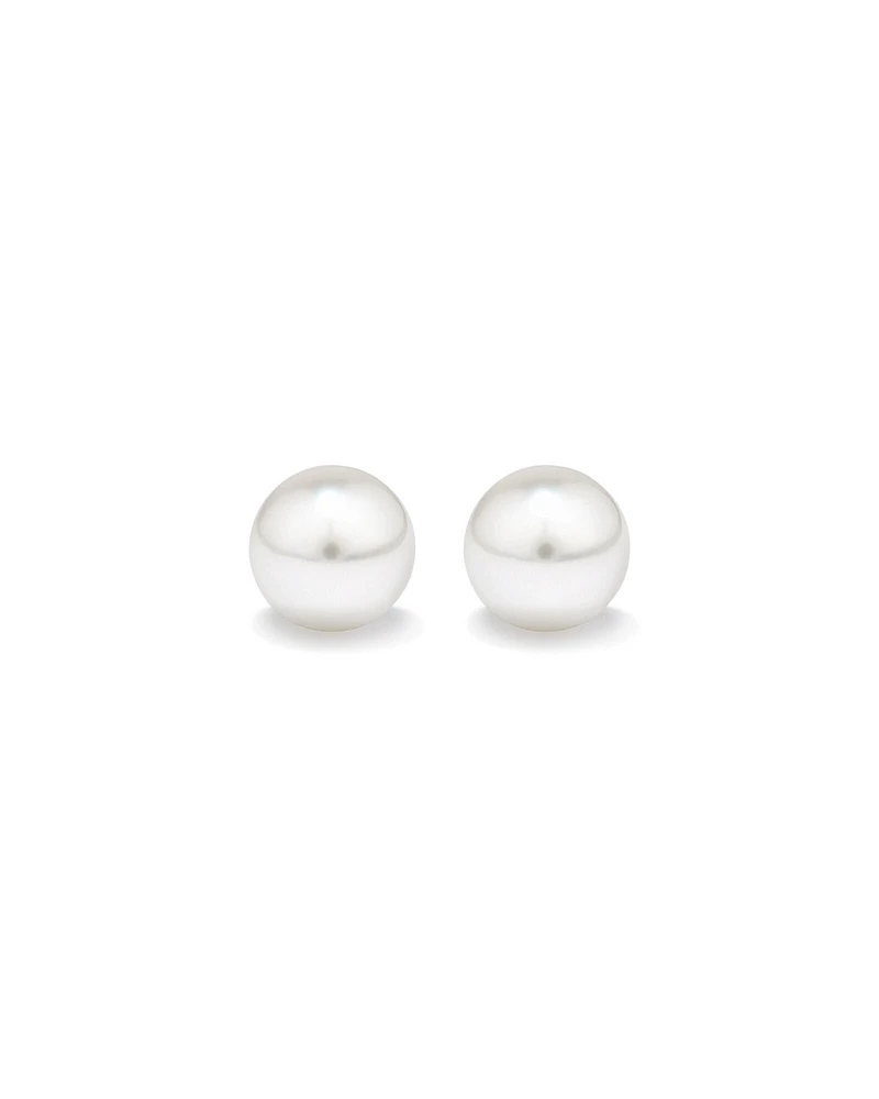 Stud Earrings with 4mm Round Cultured Freshwater Pearl in Silver