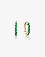 Huggie Earrings with Emerald in 10kt Yellow Gold