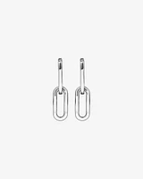 Paperclip Huggie Drop Earrings in Sterling Silver