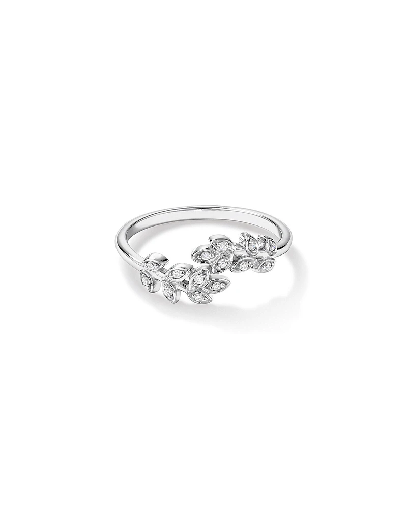 Cubic Zirconia Open Bypass Vine Ring in Sterling Silver