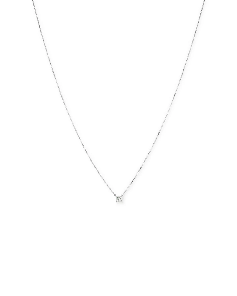 0,25 Carats TW Collier solitaire diamant taille princesse en or blanc 18kt