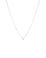 0.25 Carat TW Princess Cut Diamond Solitaire Necklace in 18kt White Gold