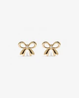 Cubic Zirconia Bow Stud Earrings in 10kt Yellow Gold