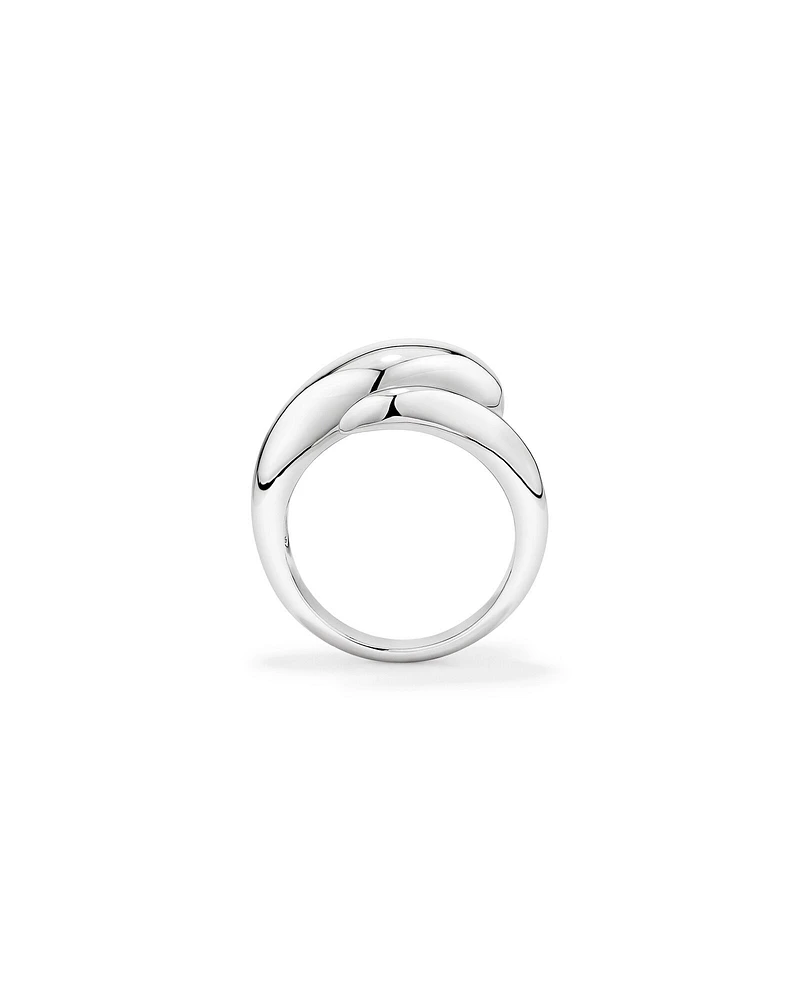 Tapered Dome Open Bypass Ring in Sterling Silver