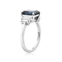 London Blue Topaz Ring with 0.30 Carat TW of Diamonds in 14kt White Gold