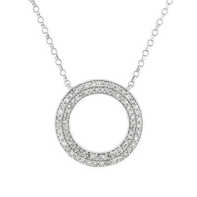 Pave Circle Pendant with 0.25 Carat TW of Diamonds in 10kt White Gold