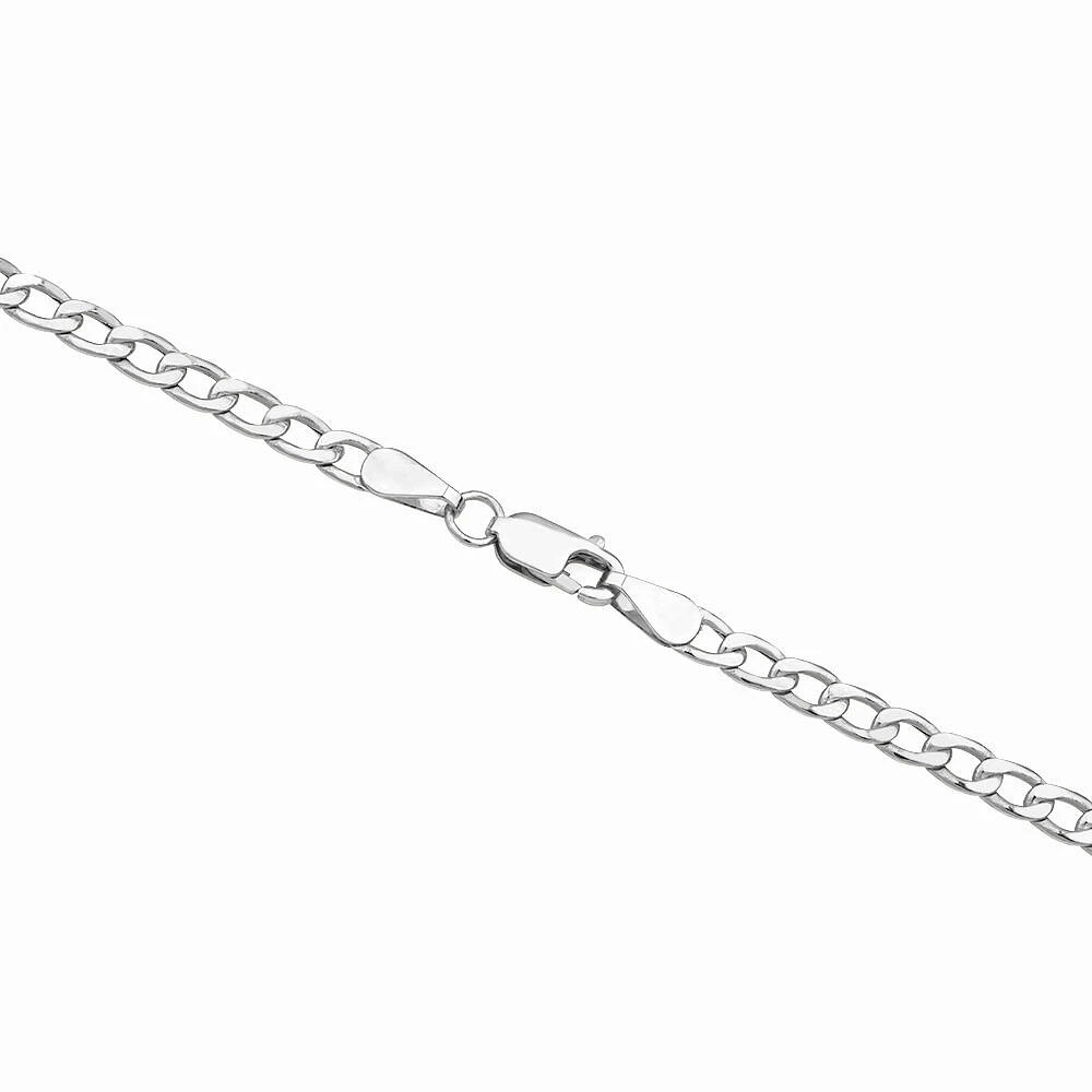 3.2mm Wide Hollow Curb Chain i 10kt White Gold