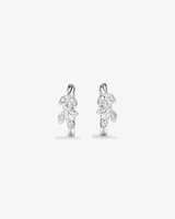 Cubic Zirconia Vine Huggie Earrings in Sterling Silver