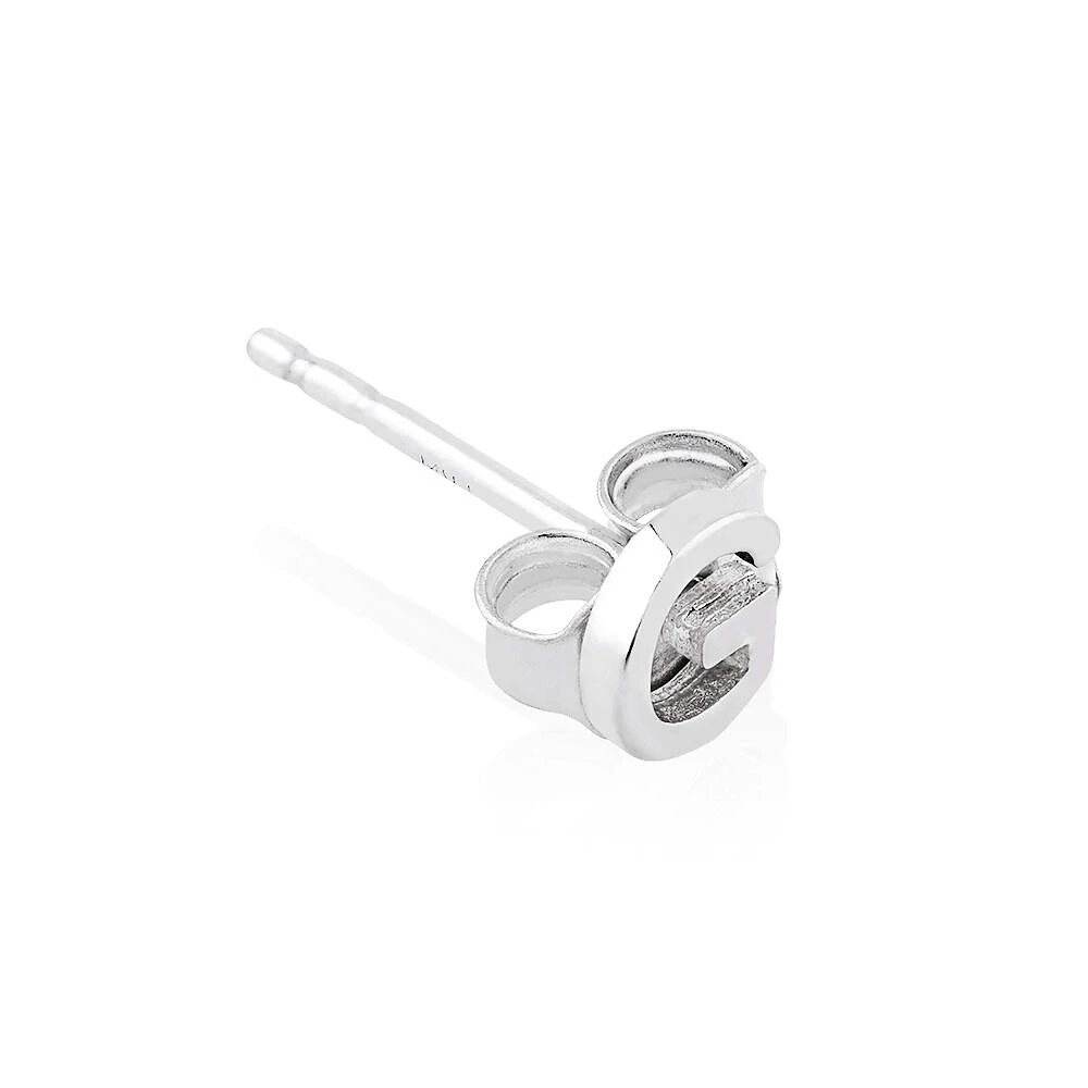 E Initial Single Stud Earring in Sterling Silver