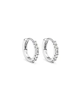 0.13 Carat TW Diamond Dot Dash Mini Hoop Earrings in 10kt White Gold