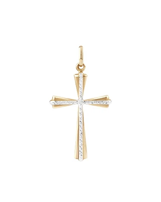 Cross Pendant in 10kt Yellow & White Gold