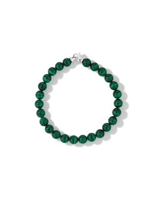 Green Malachite Gemstone Bead Bracelet in Sterling Silver