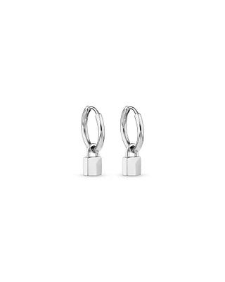 Signature Lock Hoop Huggie Earrings in Sterling Silver