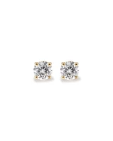 Round Created White Sapphire Birthstone Stud Earrings in 10kt Yellow Gold