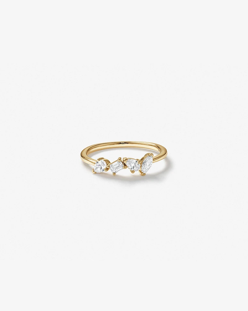 0.40 Carat TW Fancy Cut Laboratory-Grown Diamond Four Stone Ring in 10kt Yellow Gold