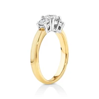 1.00 Carat TW Three Stone Round Brilliant Diamond Engagement Ring in 14kt Yellow and White Gold