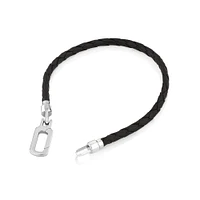 Men's Braided Leather Bracelet with Sterling Silver