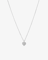 Cubic Zirconia Closed Heart Pendant Necklace in Sterling Silver