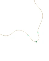 Emerald Trio Station Necklace in 10kt Yellow Gold