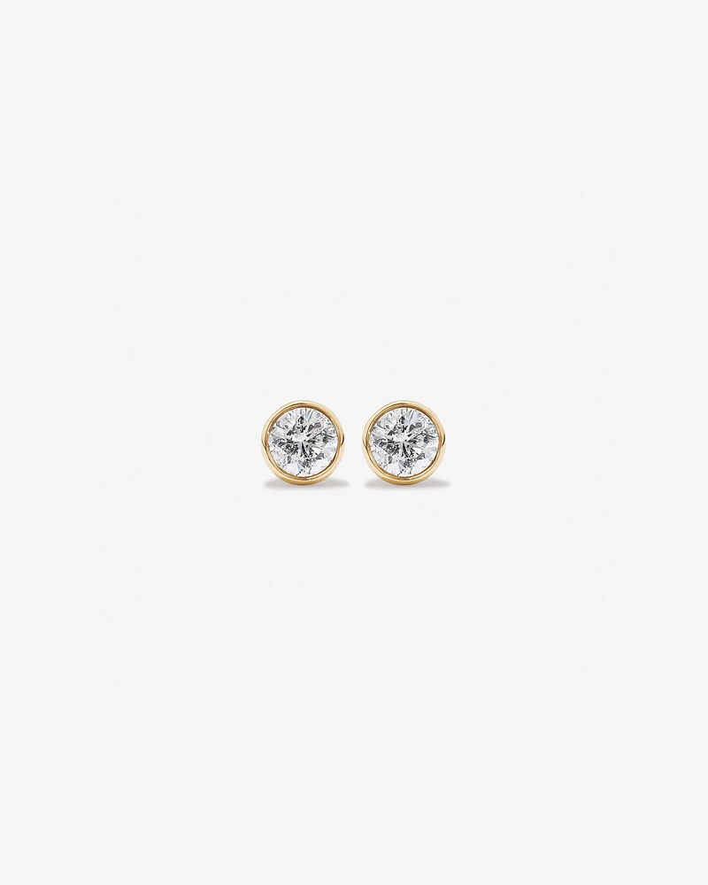 0.25 Carat TW Round Brilliant Diamond Solitaire Bezel Set Stud Earrings in 18kt White Gold