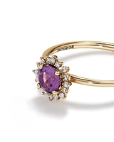 Amethyst & Diamond Scatter Halo Ring in 10kt Yellow Gold