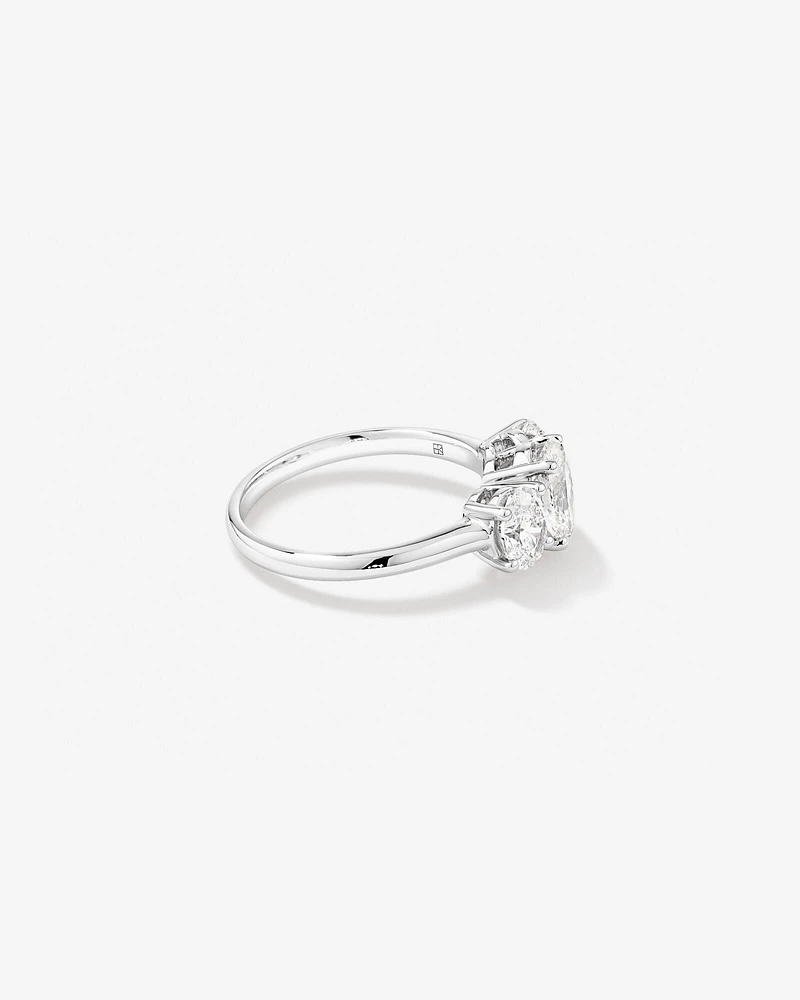 2 Carat Three Stone Oval Laboratory-Grown Diamond Engagement Ring In 14kt White Gold