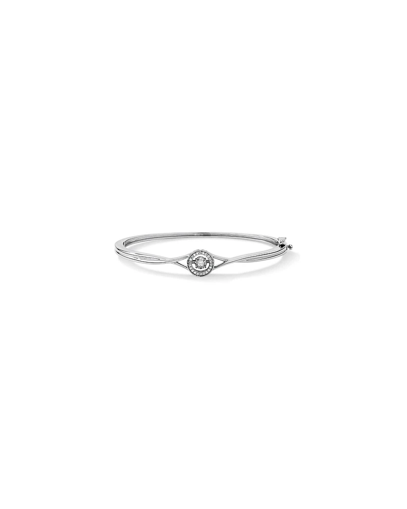 0.15 Carat TW Diamond Halo Everlight Bangle in Sterling Silver