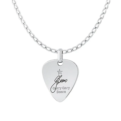 INXS Garry Gary Beers Engraved Guitar Pick Pendant with Chain in Recycled Sterling Silver