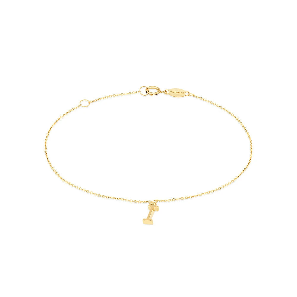 19cm (7.5") C Initial Bracelet in 10kt Yellow Gold