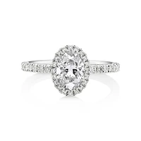 Sir Michael Hill Designer Halo Oval Engagement Ring with 1.35 Carat TW of Diamonds in 18kt White Gold