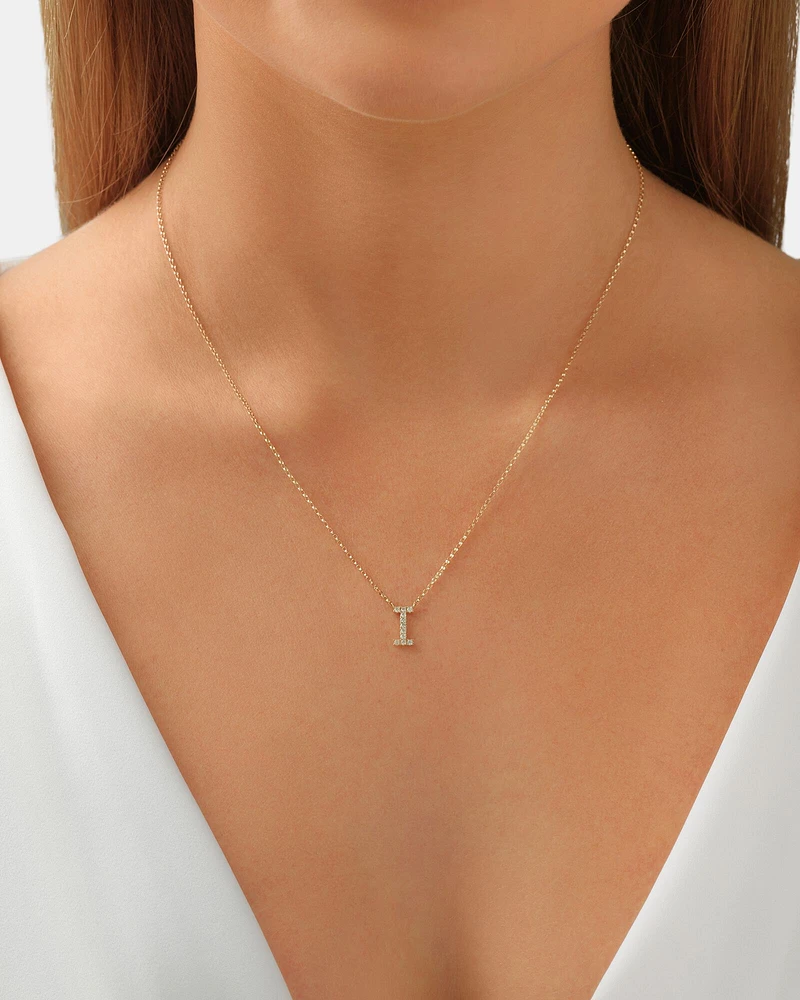 "K" Initial Necklace with 0.10 Carat TW of Diamonds in 10kt Yellow Gold