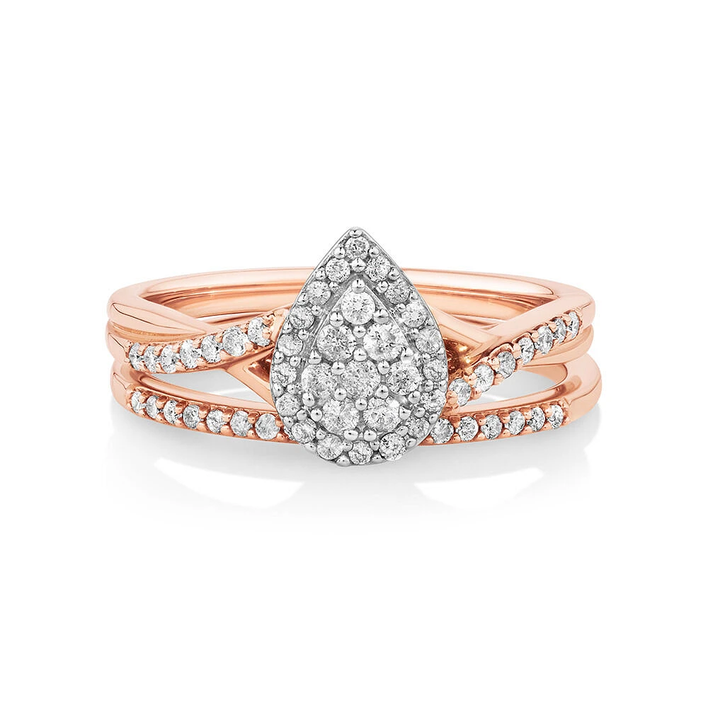 Bridal Set with 0.38 Carat TW of Diamonds in 14kt Rose and White Gold