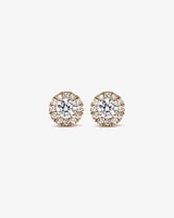 0.50 Carat TW Round Brilliant Laboratory-Grown Diamond Halo Stud Earrings in 10kt Yellow Gold