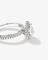 1.30 Carat TW Pear Cut Diamond Pave Halo Engagement Ring in Platinum