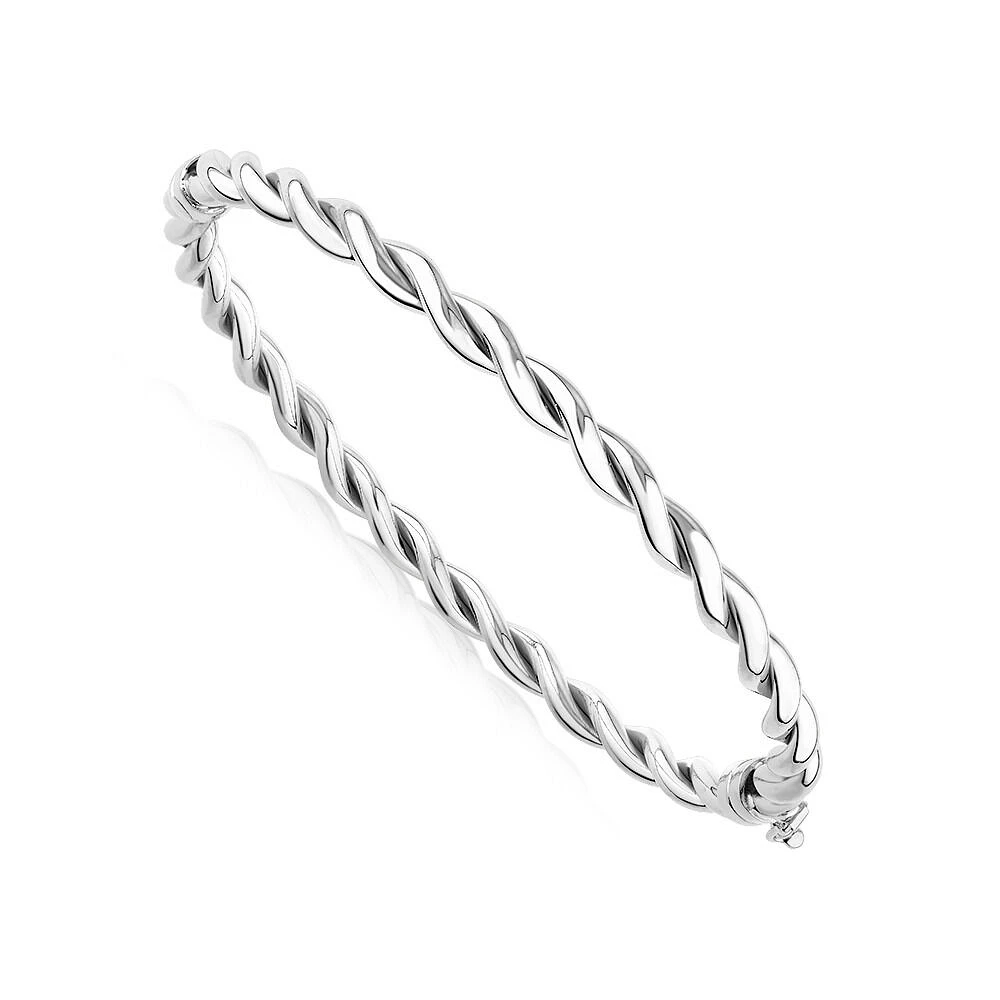 Croissant Twist 60cm Hollow Bangle in Sterling Silver