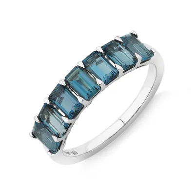 London Blue Topaz Half Eternity Ring 10kt White Gold