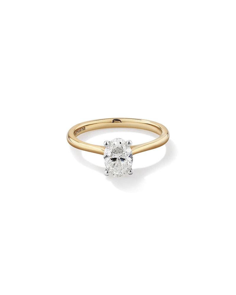 1.00 Carat TW Oval Solitaire Engagement Ring in 14kt Yellow and White Gold