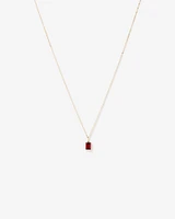 Collier Pendentif Avec Grenat Rouge Taille Émeraude En Or Jaune 10 Ct