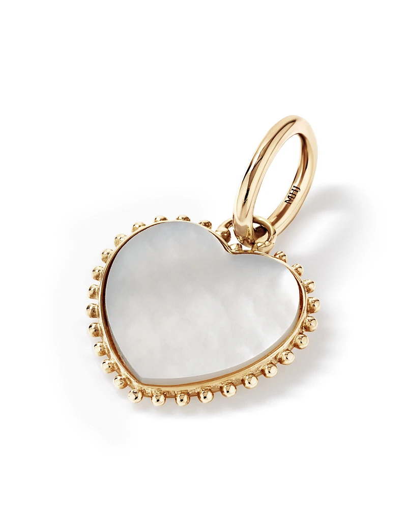 Mother of Pearl Love Heart Pendant in 10kt Yellow Gold