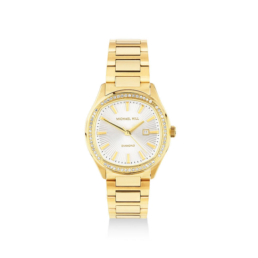 Ladies 0.40 Carat TW Diamond Quartz Watch in Yellow Gold Tone Stainless Steel