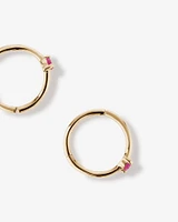 Pink Sapphire Gemstone Accent Sleeper Earrings in 10kt Yellow Gold