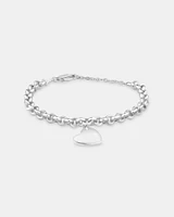 Heart Charm Belcher Bracelet in Sterling Silver