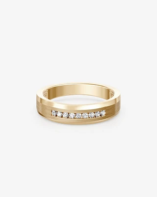 15 Carat TW Round Brilliant Half Bevelled Edge Channel Set Men's Ring in 10kt Yellow Gold