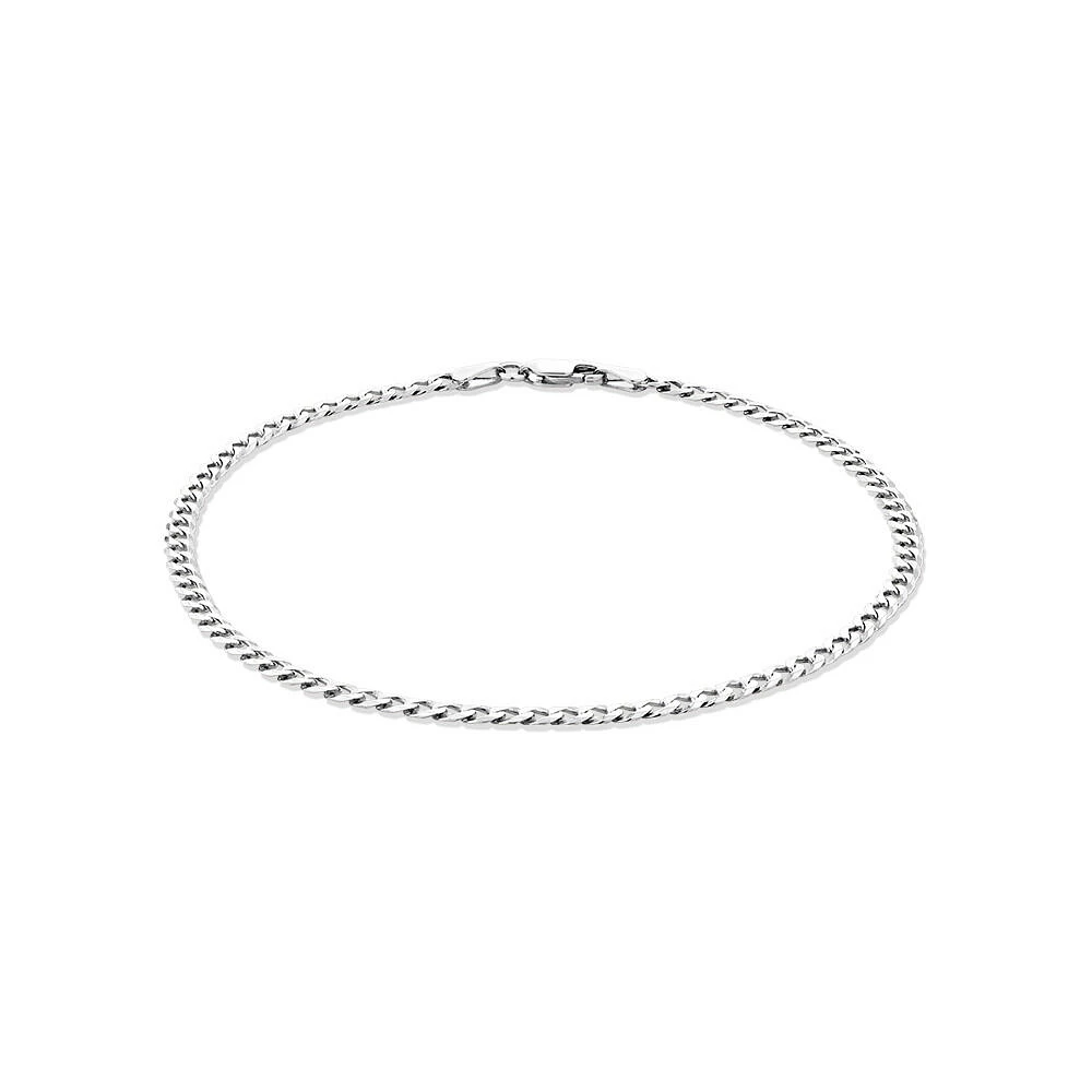 3mm Wide Flat Curb Chain Bracelet in 10kt White Gold