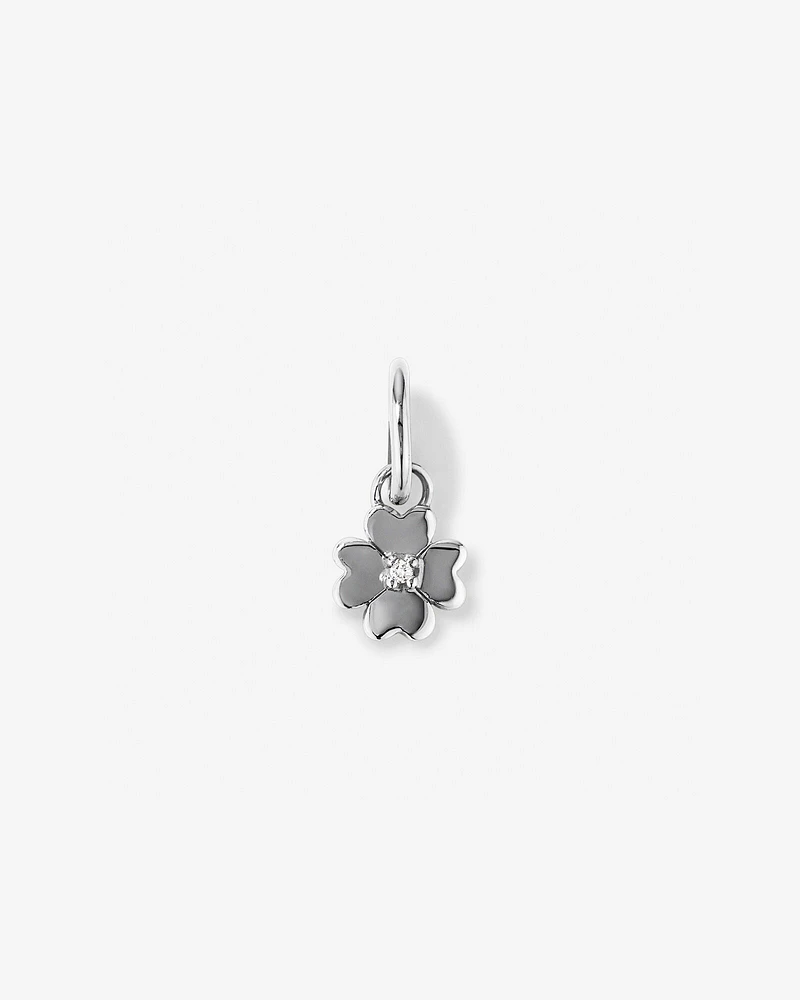 Pendentif trèfle à quatre feuilles avec accents de diamants en argent sterling