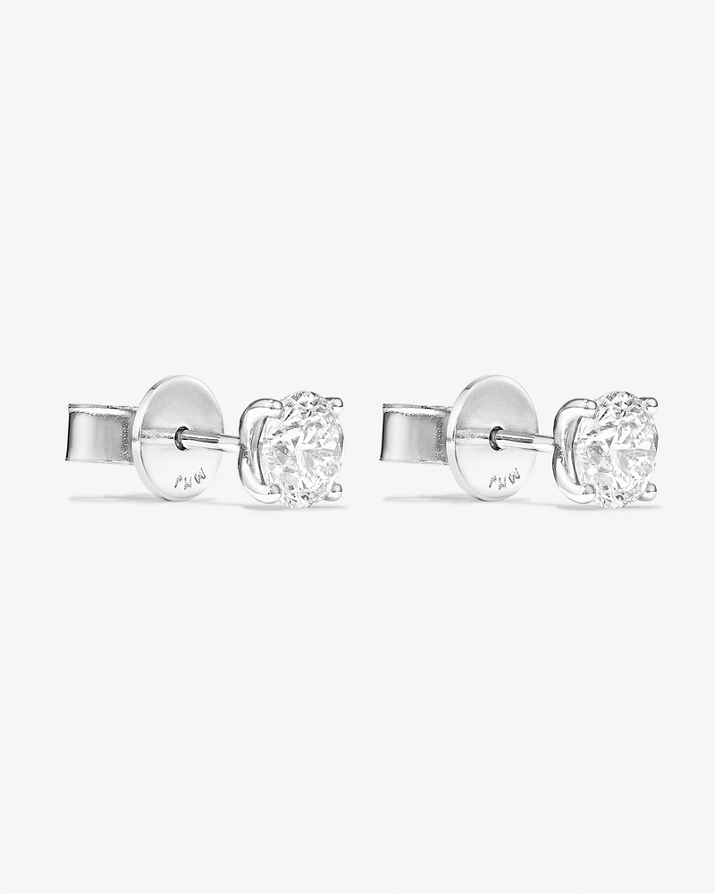 Certified 1.00 Carat TW Diamond Solitaire Stud Earrings in 18kt White Gold