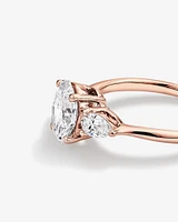 1.65 Carat TW Three Stone Oval and Pear Shaped Laboratory-Grown Diamond Engagement Ring in 14kt White Gold