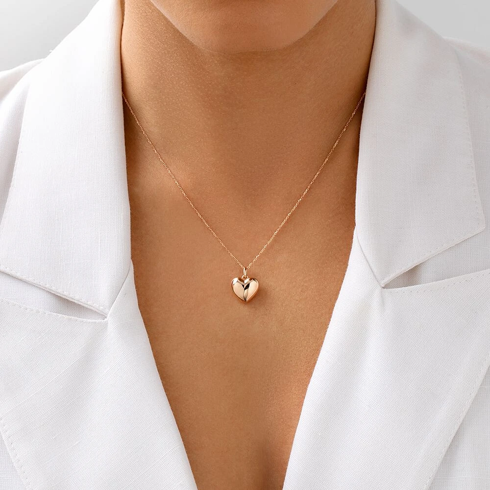 Puff Heart Pendant in 10kt Rose Gold