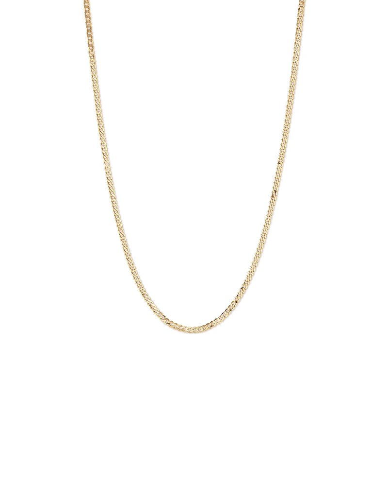 55cm (22") 3.75mm Width Solid Flat Bevelled Curb Chain in 10kt Yellow Gold